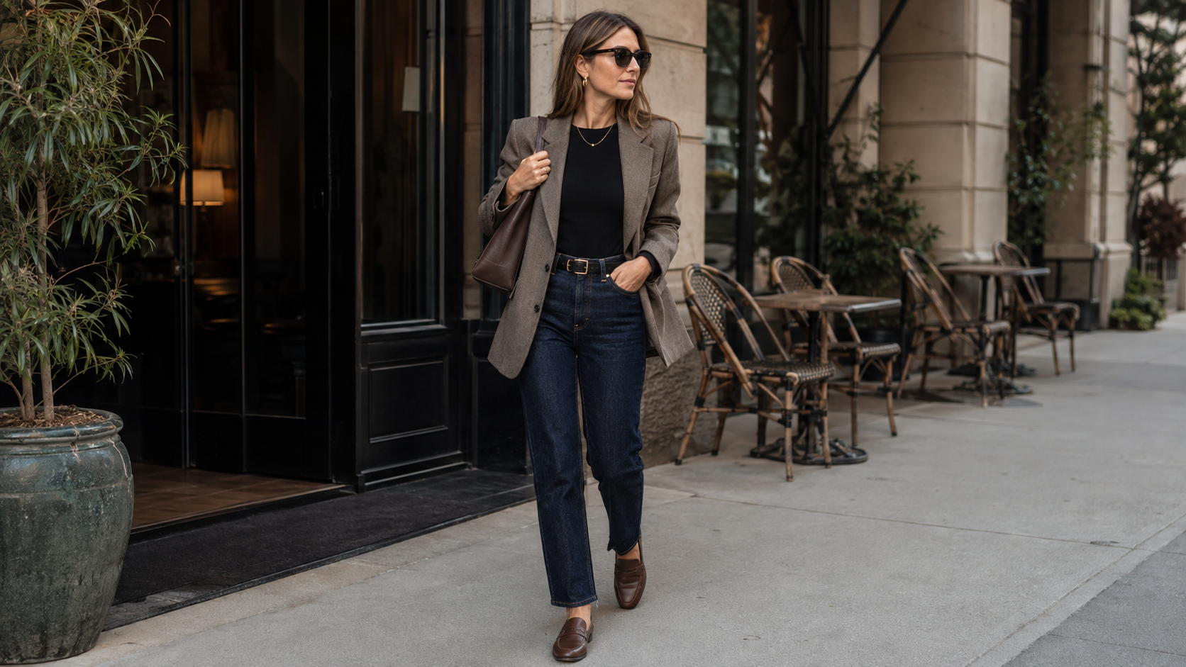 Modern Blazer + Straight-Leg Jeans Quiet Luxury Fall Outfits 2026